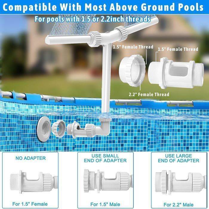 Fontaine Cascade De Piscine, 2 Têtes De Fontaine, Arroseurs Amusants Pour Piscines, Accessoires