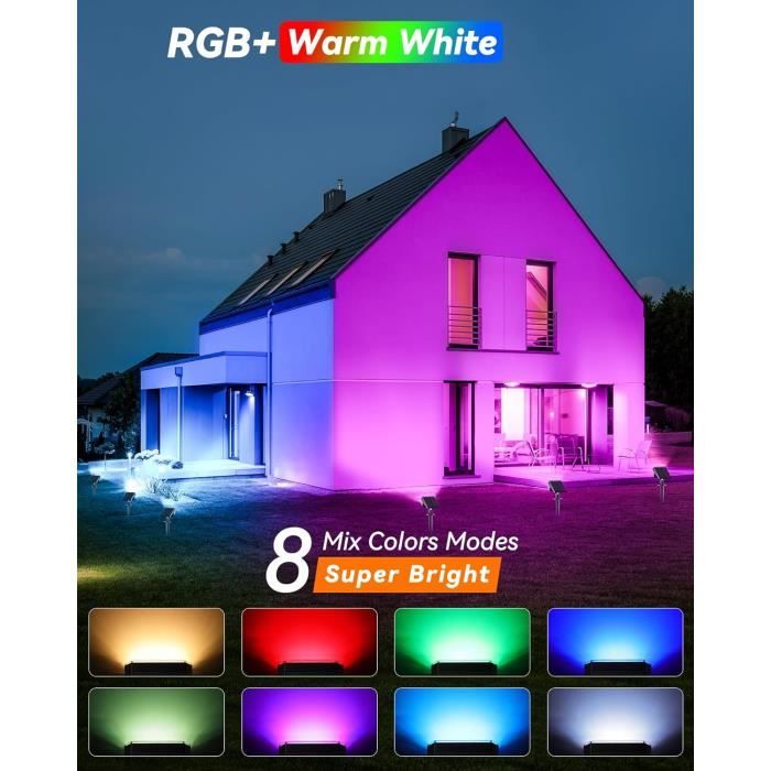 Lampe Solaire Exterieur Jardin – IP67 Étanche RGB Changeant de