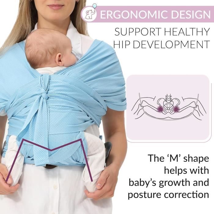 Coton Doux Respirant Écharpe De Portage Bébé Physiologique