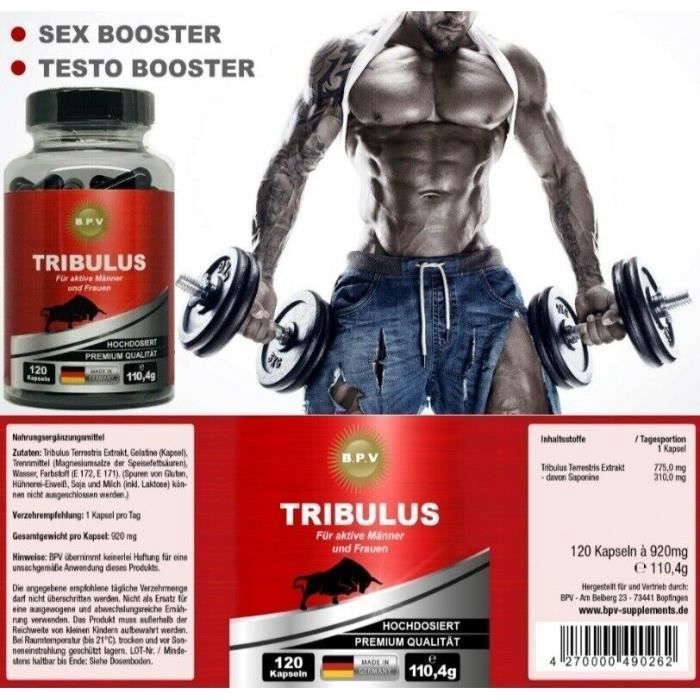 Tribulus Terrestris 10800 Mg - 90% Saponines - 120 Capsules - Complément Musculation & énergie - Fabriqué En Allemagne