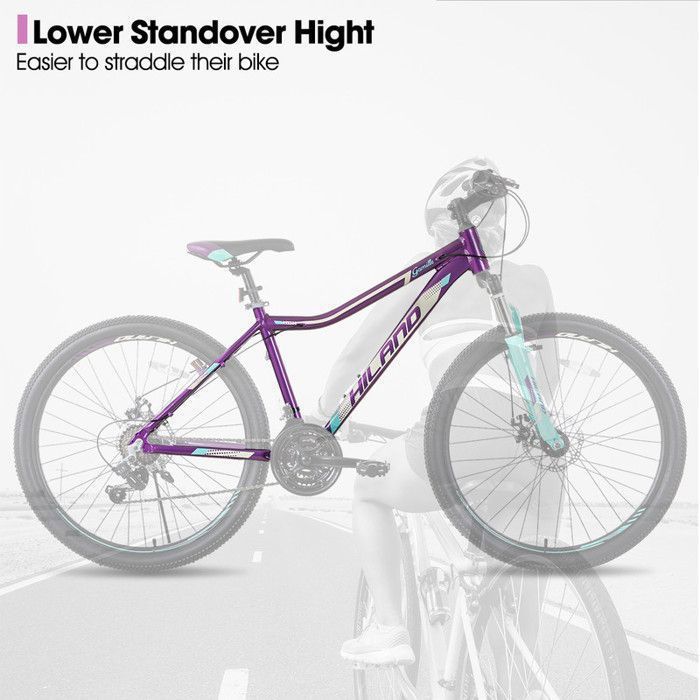 Hiland VTT 26 Pouces Cadre en Aluminium 21 Vitesses Double Disque avec Fourche de Suspension verrouillable pour Femme Violet Cdiscount Sport