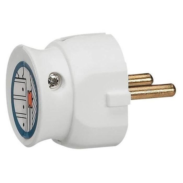 050421 Prolongateur plastique 2P+T 16A à anneau - blanc - professionnel