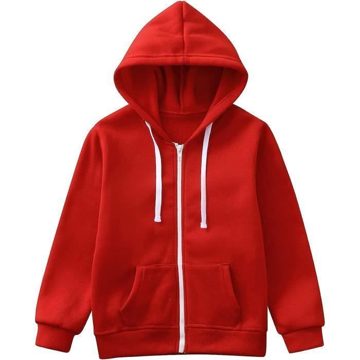 Sweat a Capuche Enfant Garcon Zipp Manteau Enfant Hiver Chaud Chic Pas Cher Cardigan Veste Haut Hoodie Sweat Shirt Rose