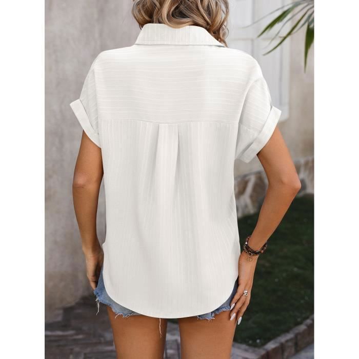Chemisiers Et Blouses Femme Chemisier Femmes Manches Courtes Col V Chemise T -Shirt Été Couleur Unie Élégant en Mousseline Boutons avec Poche Casual Chic Short-Sleeve Blouse Tops Chemisiers Et Blouses Femme Chemisier Femmes Manches Courtes Col V Chemise T -Shirt Été Couleur Unie Élégant en Mousseline Boutons avec Poche Casual Chic Short-Sleeve Blouse Tops