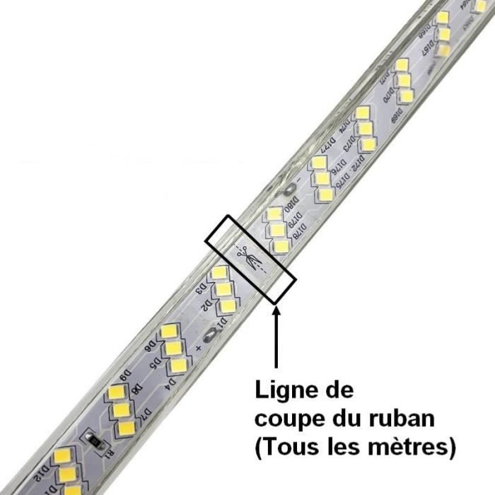 Ruban LED 220V Recoupable 50M IP65 2835 180LED/m - Blanc Neutre