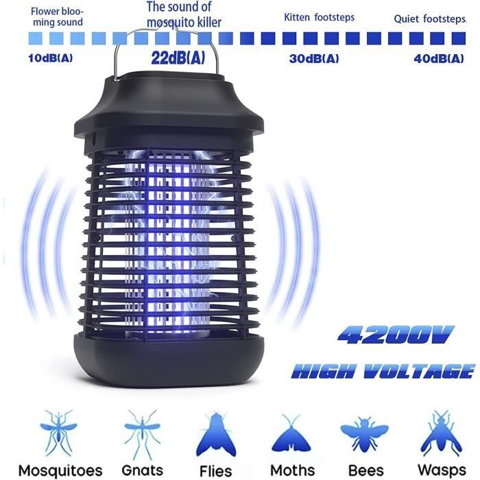 Lampe Anti Moustiques 4200V 15W UV - Tueur Insectes Volants Intérieur/Extérieur - IPX5