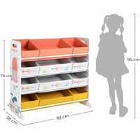 SONGMICS Meuble de rangement pour jouets d'enfants, 106 x 26,5 x 78 cm, 16 coffres amovibles GKR070W01 - Puériculture & Eveil bébé SONGMICS Meuble de rangement pour jouets d'enfants, 106 x 26,5 x 78 cm, 16 coffres amovibles GKR070W01 - Puériculture & Eveil bébé