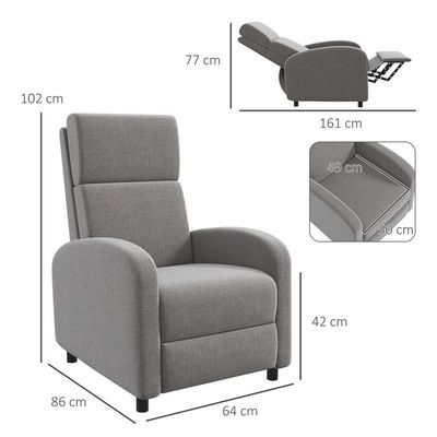 HOMCOM Fauteuil de Relaxation avec Repose-Pied, Dossier inclinable 135° Max., siège pivotant 360°, Assise rembourrée Confort, revêtement PU, pour Salon, Chambre, Bureau, Gris