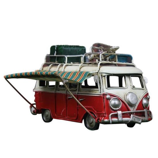 Bleu métal voiture modèle vintage rv camping-car jouet simulation