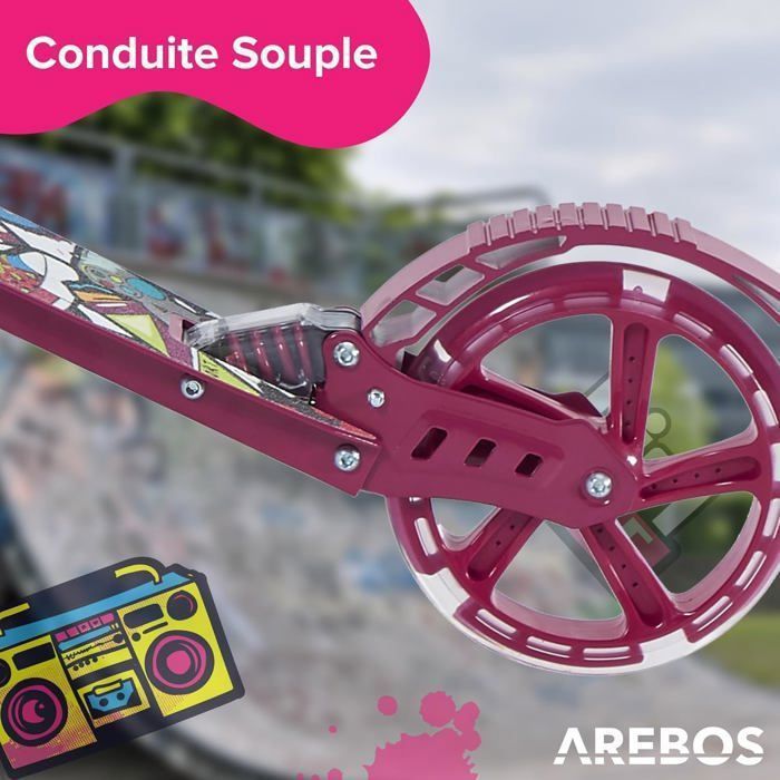 AREBOS Trottinette réglable en hauteur | pliable | sangle de transport... pas cher AREBOS Trottinette réglable en hauteur | pliable | sangle de transport... pas cher