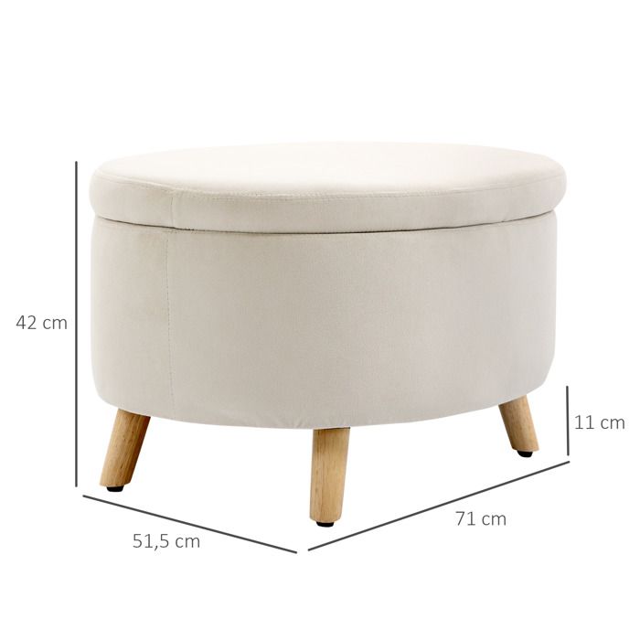 HOMCOM Pouf Coffre Rangement, Tabouret Rond, Pouf Repose