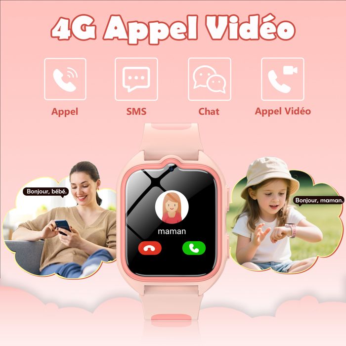 Montre Connectée Enfant 4G Avec GPS Et Appels - Smartwatch Téléphone Pour 4-12 Ans, Noir - 2