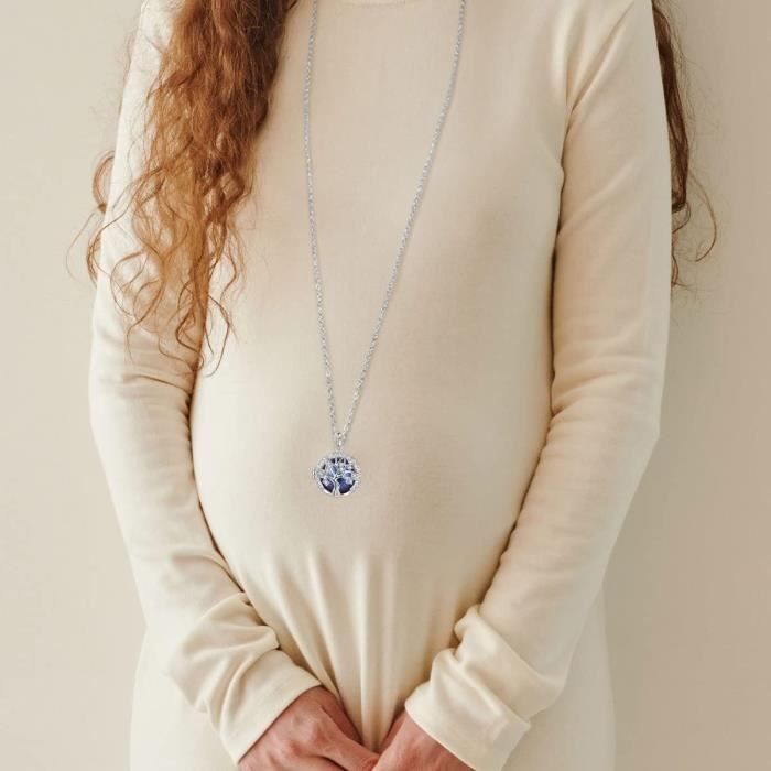 Collier Bola Grossesse En Argent 925 – Pendentif Clochette Avec Zircons, 110 Cm, Cadeau Future Maman