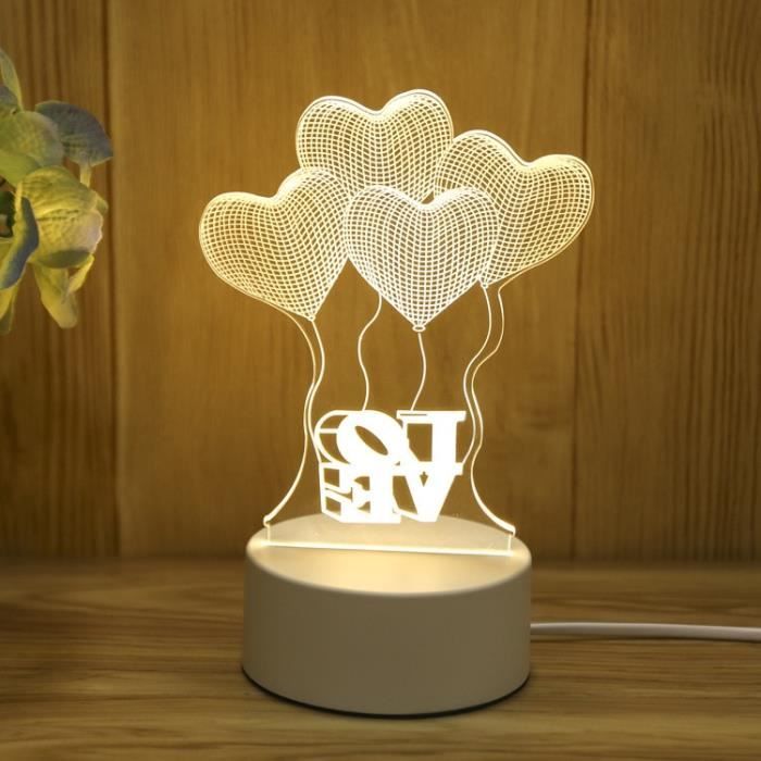 Lampe à poser,Amour romantique 3D Lampe Ballon en forme de Coeur Acrylique  LED Veilleuse Lampe de Table - Type I LOVE YOU - Cdiscount Maison