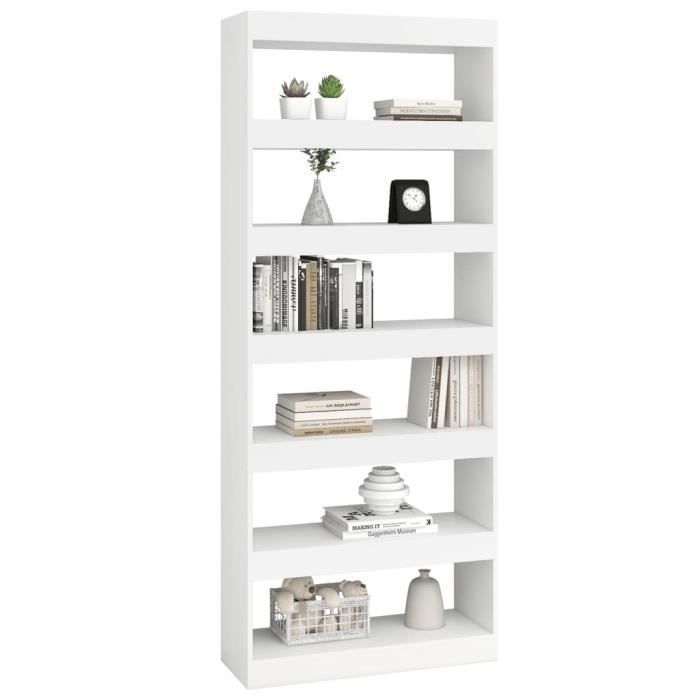 Séparateur De Pièce / Bibliothèque Levio Blanc - 3 Étagères - 70x97x24 Cm - MDF - Vicco - Neuf