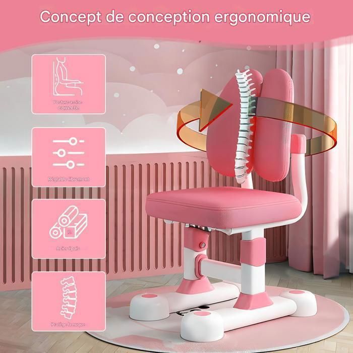 Chaise De Bureau Pour Enfants Réglable En Hauteur - Microfibre, Mousse Ergonomique, Supporte 110 Kg, Plusieurs Couleurs