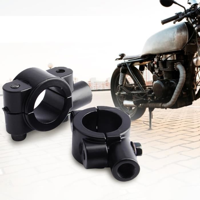 Paire De Supports De Serrage Pour Rétroviseur Moto, Noir, 10 Mm, Fixation Sur Guidon 22 Mm, Neufs