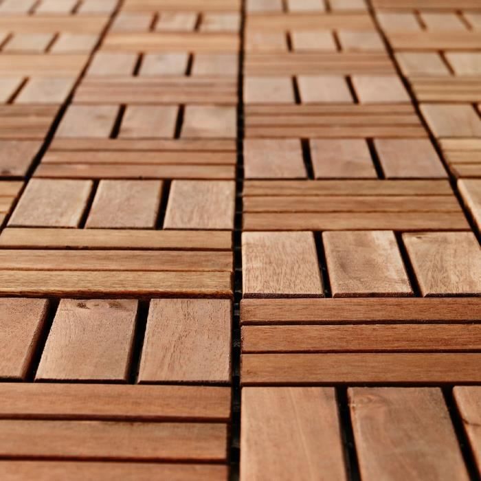 27 Dalles De Terrasse Bois Acacia - 30x30 Cm - Huilées - NEUF