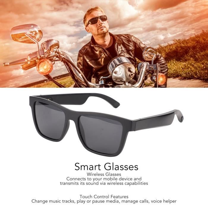 Lunettes intelligentes multifonctions NASA  édition FUTURA caméra, prise de photos, enregistrement vidéo et audio, appels Bluetooth, lecture de musique, assistant vocal, transmission sans fil Wi-Fi,  Monture Mat Noir  Verres Graphite Modèle  Unisex design