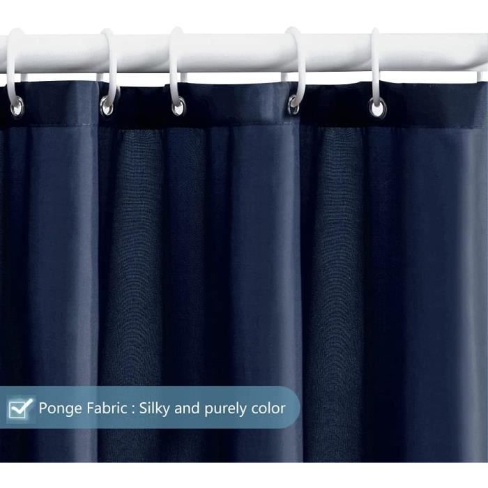 Rideau de douche, Rideau de douche en tissu doublé Floral Blanc