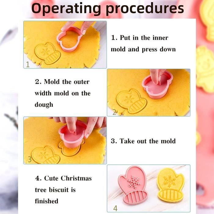 Lot De 6 Emporte-pièces Biscuits Noël 3D - Formes Père Noël, Sapin, Bonhomme De Neige... - En Plastique PP, Lavable Au Lave-vaisselle - 8