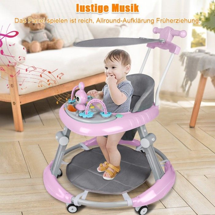 Trotteur Bébé 3 En 1 Évolutif - Siège Amovible, 3 Hauteurs, Pliable, Jusqu'à 12 Kg (Vert, 62-81 Cm)