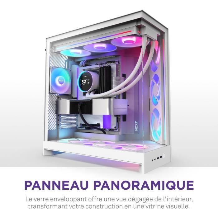 Boîtier Pc-Ventilateur 5 Pwm Argb Pré-Installé,Boîtier Tour E-Atx En Verre Trempé,Blanc,G800