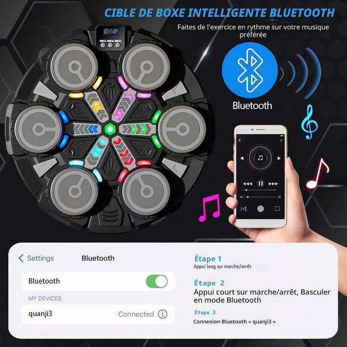 Macchina Da Boxe Musicale Con Luci LED E Bluetooth, 3 Modalità Di Gioco, Per Bambini E Adulti, Regalo Sportivo