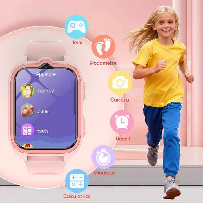 Montre Connectée Enfant 4G Avec GPS Et Appels - Smartwatch Téléphone Pour 4-12 Ans, Noir - 10