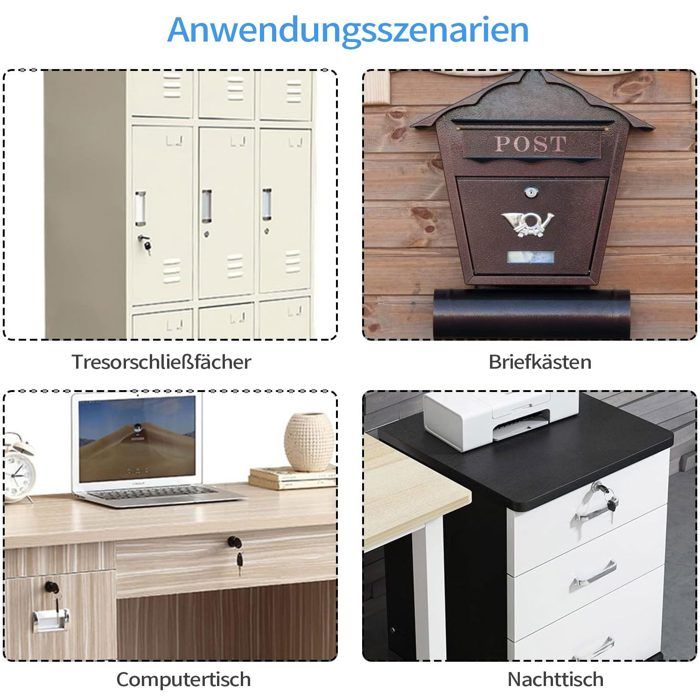 2 Serrures D'armoire Avec 4 Clés – Type à Came – Couleur Argent – Universelles