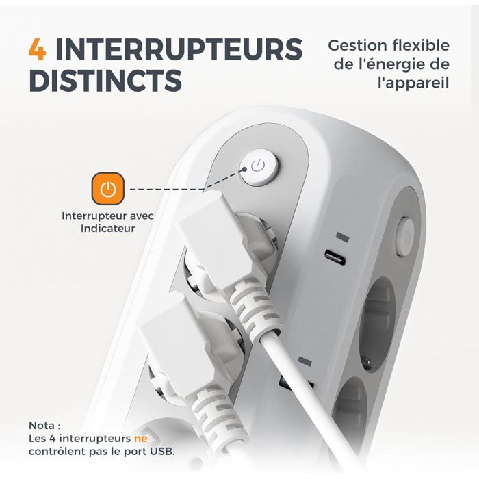 Multiprise Avec Interrupteur, 18 En 1 Multi Prise Avec 6 Usb, 12 Prise — free download