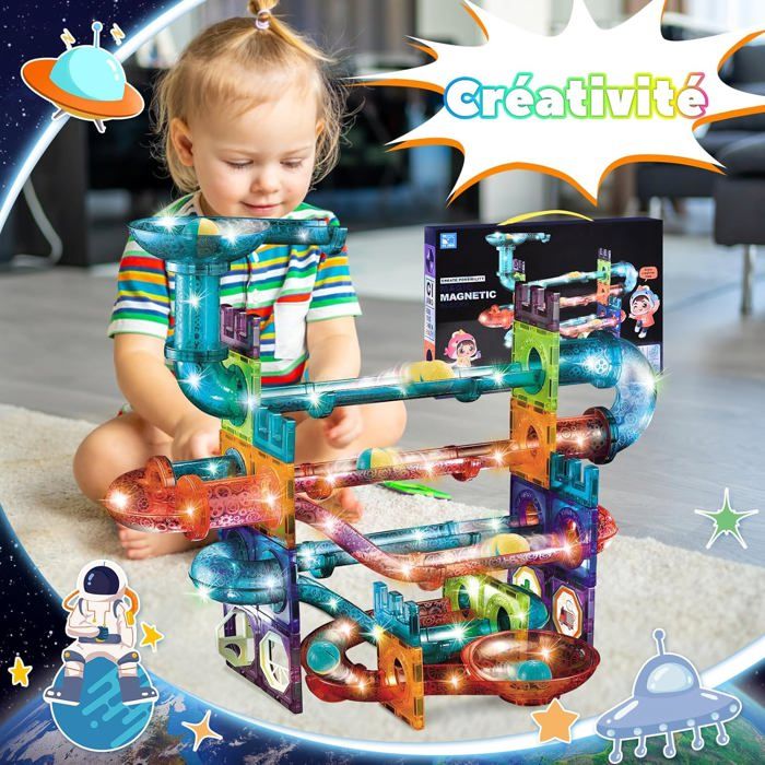 HISHOPTOY Blocs de Construction magnétiques 80 pièces Enfants à partir 3 4 5 6 7 8 Ans Cadeau d'anniversaire pour garçons Filles Jouets Montessori