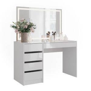 Vicco Commode avec tiroirs Sherry, blanc/blanc brillant, 80.2x76cm 2