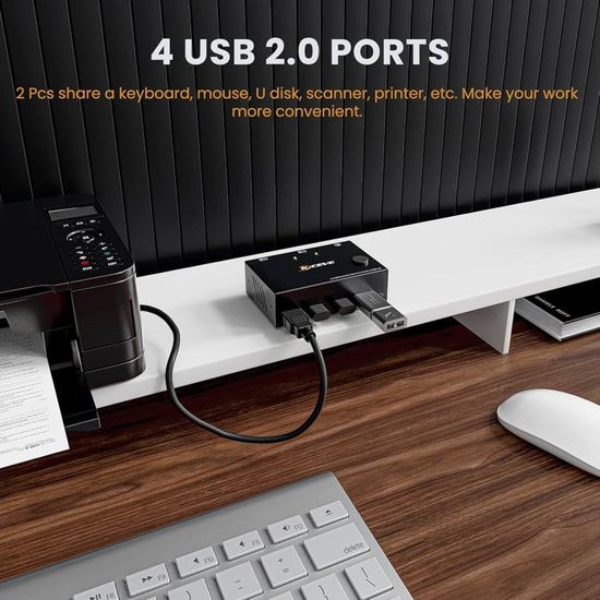 Commutateur KVM 2 Moniteurs 4 PC - USB 3.0 + HDMI/DP, Support 8K@30Hz, 4K@144Hz - Pour Partager 2 Écrans, Clavier Et Souris - 10