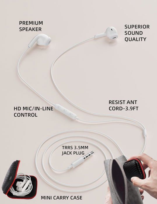 Metronic 471001 - Ecouteurs intra auriculaire avec micro et zip anti-nœuds 1,2 m - violet - Kit