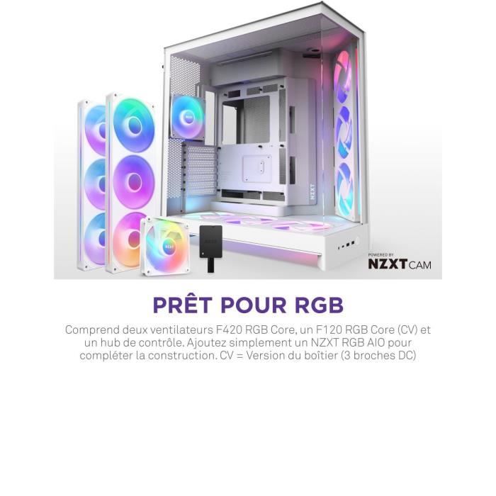 NZXT RGB & Ventilateurs Controller - Contrôle Jusqu'à 5 Ventilateurs PWM Et RGB Via CAM, Installation Aimantée