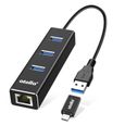 Avec un adaptateur USB C, cet atolla concentrateur Ethernet USB peut facilement ajouter trois ports de données USB 3.0 et un port-0