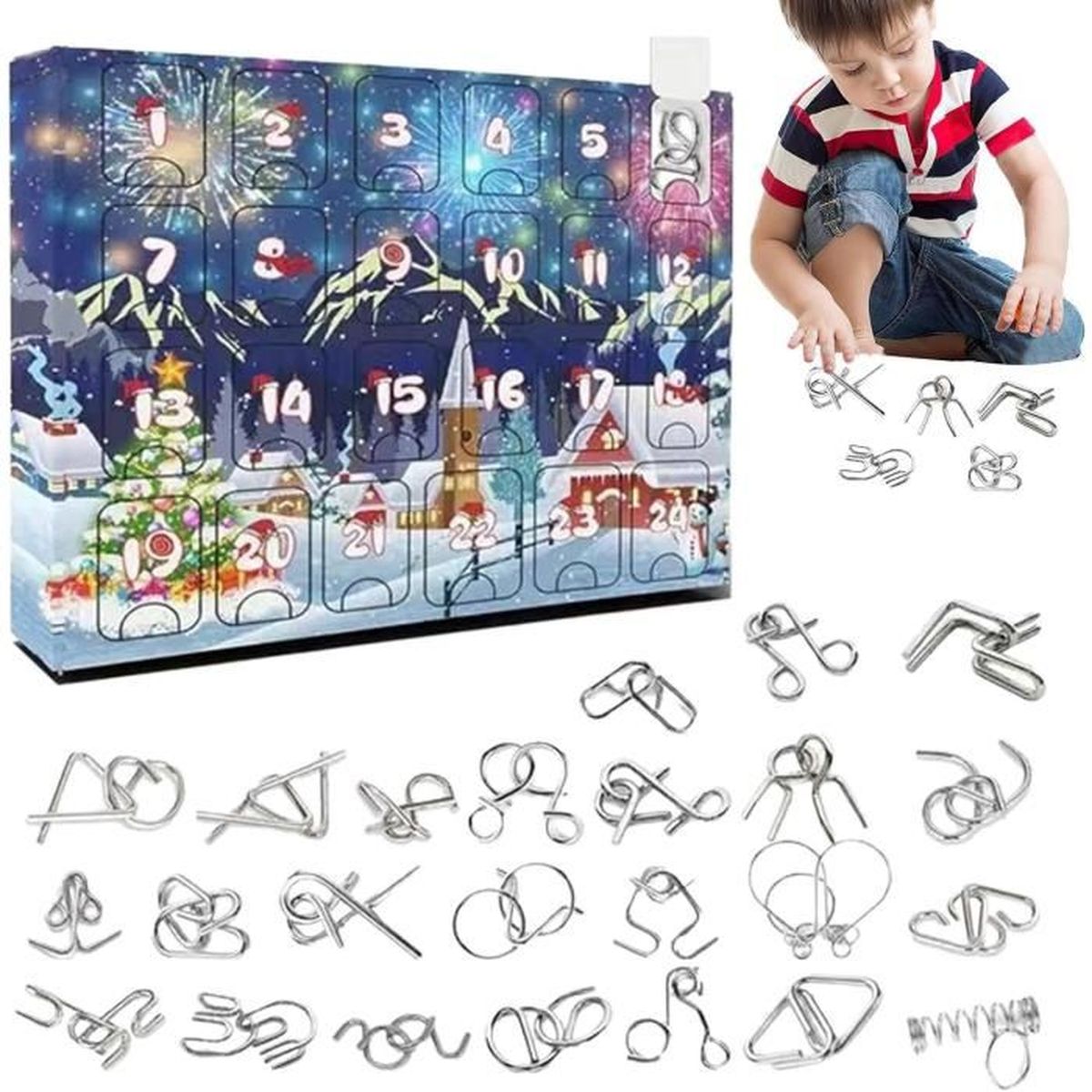 L’Brain Teaser 2023, l'Noël 2023 avec 24 Jours Jeu Puzzle en Fil