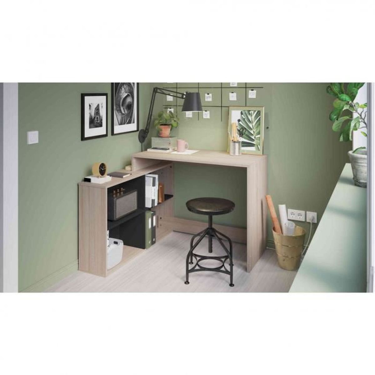 Bureau D Angle En Bois Noir Mat Et Chene Brosse Bu173 Achat Vente Bureau Bureau D Angle En Bois Noir Ma Soldes Sur Cdiscount Des Le 20 Janvier Cdiscount