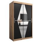 ABIKSMEBLE Boliwia 120 Armoire à Deux Portes Coulissantes avec Miroir, Tringle et Étagères 120x200x62 cm Artisan et Noir