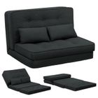 COMHOMA Canapé Convertible 2 Places, Chauffeuse avec Coussins Confortable, canapé lit Pliant,Noir