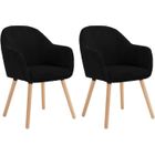 WOLTU Chaise de Salle à Manger Lot de 2, Chaise de Cuisine Ergonomique en Velours Côtelé, Pieds en Bois Massif, Noir W0ATT0209-2