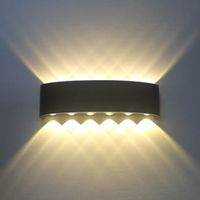 SNOGOLD 12W LED Applique Murale Interieur Noir en Aluminium, Lampe Murale Moderne Up Down Lumière Chaud pour Salon Chambre