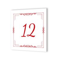 Numéro de maison extérieur personnalisable en Dibond Blanc Picto Rouge · Numéro de rue modèle cadre ethnique  - couleur  - DECOHO