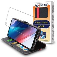 ebestStar ® pour Oppo Find X3 Lite - Etui Portefeuille PU Cuir + Film protection écran en VERRE Trempé, Noir / Rouge