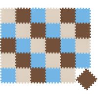 Tapis d'eveil Eva modele puzzle en mousse - 30 x 30 x 1 cm - Beige Marron Bleu clair - Lot de 30 pieces