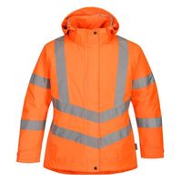Parka de travail hiver haute visibilité matelassée Femme Portwest - Orange Fluo