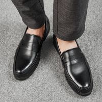 MOCASSIN Homme Style d'affaires britannique all-match tendance chaussures en cuir marron