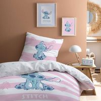 Aymax Parure De Lit Enfant Stitch & Angel, 1 Personne, Housse De Couette 140x200 Cm + Taie D'oreiller 65x65 Cm