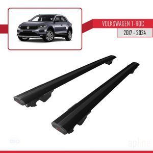 BARRES DE TOIT Compatible avec Volkswagen T-Roc 2017-2024 HOOK Barres de Toit Railing Porte-Bagages de voiture Avec verrouillable Alu NOIR